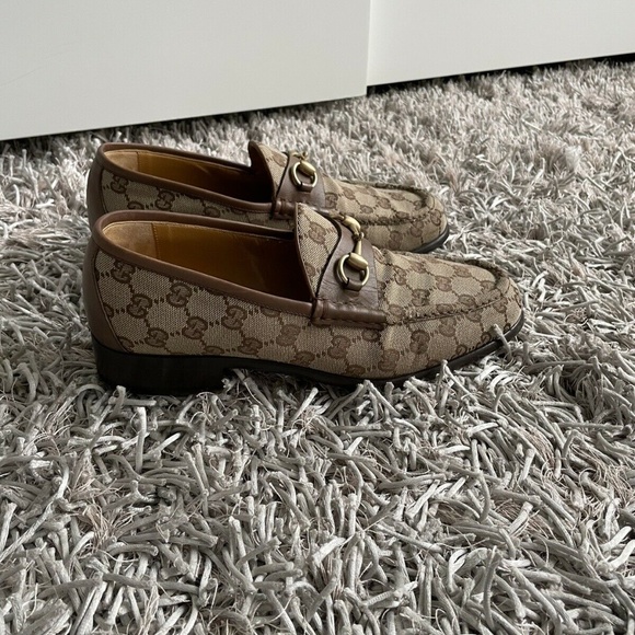 Gucci Loafers Horsebit GG Brown / Beige Monogram Canvas 9 US / 9 E Men’s - Picture 2 of 10